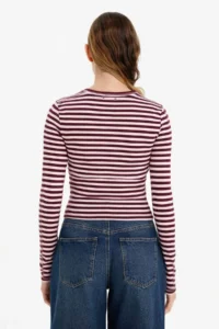 DeFacto Loose Fit Boat Neck Ribbed Long Sleeve T-Shirt - Image 5