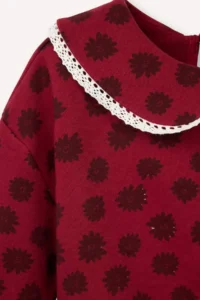 DeFacto Regular Fit Big Collar Floral Thick Sweatshirt Fabric Sweatshirt Baby Girl - Image 2