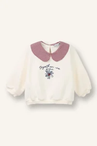 DeFacto Regular Fit Big Collar Floral Thick Sweatshirt Fabric Sweatshirt Baby Girl