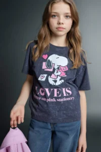 DeFacto Snoopy Relax Fit T-Shirt Girls' - Image 3