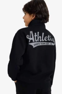 DeFacto Half Zipper Stand-Up Collar Back Printed Sweatshirt Boy