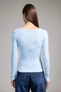 DeFacto Slim Fit Round Neck Basic Plain Ribbed Camisole Long Sleeve T-Shirt - Image 5