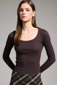 DeFacto Slim Fit Round Neck Basic Plain Ribbed Camisole Long Sleeve T-Shirt
