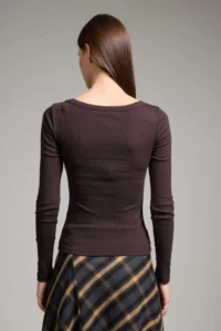DeFacto Slim Fit Round Neck Basic Plain Ribbed Camisole Long Sleeve T-Shirt - Image 5
