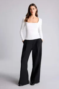DeFacto Slim Fit Square Neck Basic Plain Modal Long Sleeve T-Shirt - Image 2