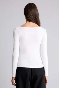 DeFacto Slim Fit Square Neck Basic Plain Modal Long Sleeve T-Shirt - Image 5