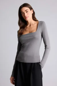 DeFacto Slim Fit Square Neck Basic Plain Modal Long Sleeve T-Shirt - Image 3