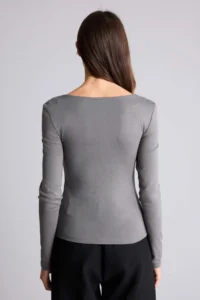 DeFacto Slim Fit Square Neck Basic Plain Modal Long Sleeve T-Shirt - Image 5