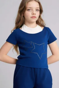 DeFacto Star Patterned Rib T-Shirt Girls'
