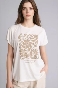 DeFacto Women T-shirt G8804AX/ER105 ECRU