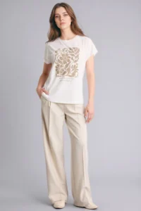 DeFacto Women T-shirt G8804AX/ER105 ECRU - Image 2