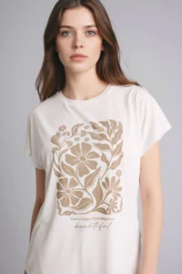 DeFacto Women T-shirt G8804AX/ER105 ECRU - Image 3