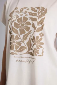 DeFacto Women T-shirt G8804AX/ER105 ECRU - Image 4