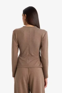 DeFacto Regular Fit Wrap Collar Long Sleeve Blouse with Accessory Detail - Image 5
