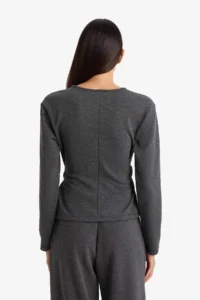 DeFacto Women T-shirt G8816AX/AR138 D.ANTHRA - Image 4