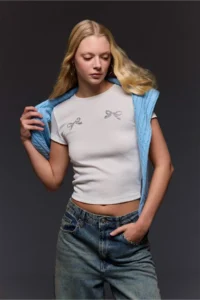 DeFacto Fitted Crew Neck Printed Ribbed Short Sleeve T-Shirt