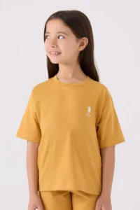 US Polo Assn. U.s. Polo Shirt Assn Girls' Yellow Bermuda Set - Image 2