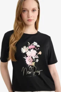 DeFacto Women T-shirt G9257AX/BK81 BLACK