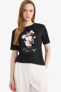 DeFacto Women T-shirt G9257AX/BK81 BLACK - Image 3