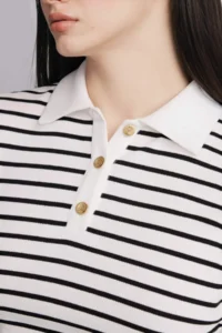 DeFacto Slim Fit Ribbed Camisole Striped Polo T-Shirt - Image 3