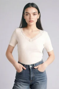 DeFacto Women T-shirt G9665AX/ER233 ECRU