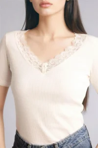 DeFacto Women T-shirt G9665AX/ER233 ECRU - Image 3