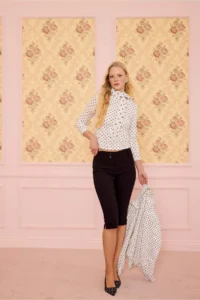 DeFacto Polka Dot Fitted Boat Neck Blouse - Image 2