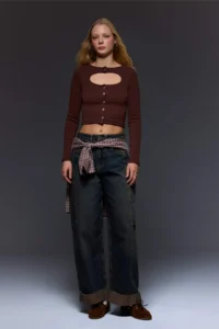 DeFacto Fitted Crew Neck Ribbed Long Sleeve T-Shirt - Image 2