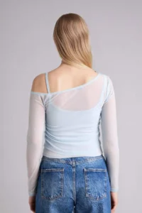 DeFacto Fitted off shoulder Tulle T-Shirt - Image 6