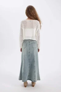 DeFacto Fashion Fit with pocket Jeans Maxi Skirt - Image 7