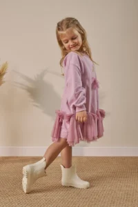 Minipodyum Girls' Dress Tulle Detailed Printed - Image 4