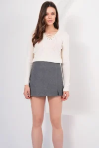 Trend Alaçatı Stili Women Anthracite Bowl Shorts Skirt ALC-X14803 - Image 4