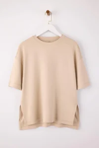 TRENDYOLMİLLA Stone Oversized/Wide Pattern Drop Sleeve Short Sleeve LONG Soft Touch Knitting T-Shirt - Image 5