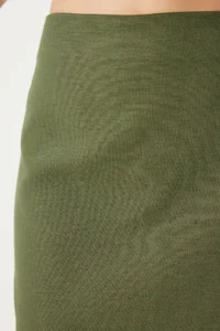 Happiness İstanbul Women Dark Sage Green Mini Weaving Skirt - Image 3