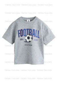 twins tailors Football And Dinosaur Printed 3-Pack Unisex Grey-Orange-Sax Blue Children's T-Shirt - Image 3