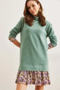 Olalook Women's Mint Green Garnished Thessaloniki Dress - Image 4