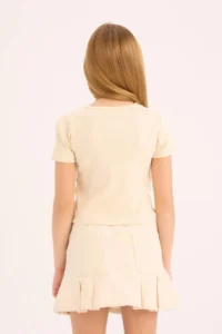 DeFacto Slim Fit Narrow Cut Crew Neck Basic Plain Rib Short Sleeve T-Shirt Girl Child - Image 6