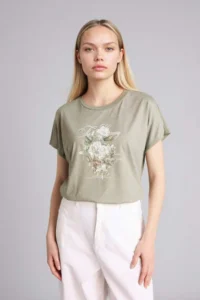 DeFacto Crew Neck Floral Short Sleeve T-Shirt