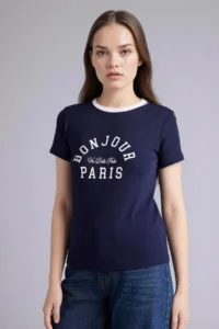 DeFacto Regular Fit Crew Neck Printed Ribbed Short Sleeve T-Shirt
