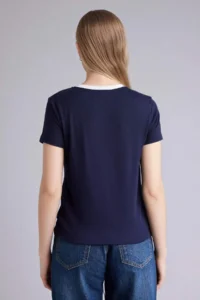 DeFacto Regular Fit Crew Neck Printed Ribbed Short Sleeve T-Shirt - Image 4