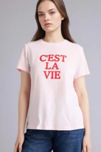DeFacto Slogan Printed Penye Short Sleeve T-Shirt