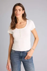 DeFacto Regular Fit Basic Plain Ribbed Camisole Short Sleeve T-Shirt - Image 3