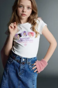 DeFacto Kpop - Demon Hunters Ribbed T-Shirt Girls - Image 2