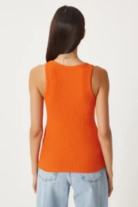 Happiness İstanbul Women's Green Orange 2-Piece Ribbed Thick Strap Knitted Undershirt - Image 4