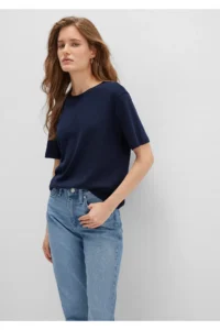 Mavi Navy Blue Basic T-Shirt Semi Slim Fit / Semi Slim Fit -86623 - Image 2