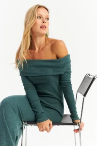 Cool & Sexy Women's Petrol Madonna Collar Camisole Maxi Dress - Image 2