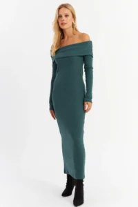 Cool & Sexy Women's Petrol Madonna Collar Camisole Maxi Dress - Image 3