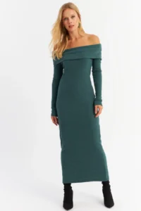 Cool & Sexy Women's Petrol Madonna Collar Camisole Maxi Dress - Image 4