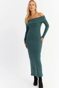 Cool & Sexy Women's Petrol Madonna Collar Camisole Maxi Dress - Image 5