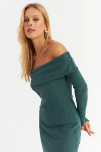 Cool & Sexy Women's Petrol Madonna Collar Camisole Maxi Dress - Image 6